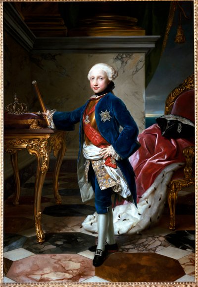 Portrett av Ferdinand I av Bourbon eller Ferdinand IV, konge av Napoli, i en alder av ni av Anton Raphael Mengs
