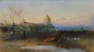 Landskap med et slott av Anton Romako