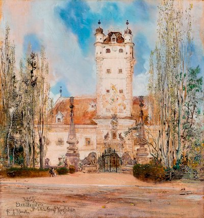 Utvendig utsikt over slottet Greillenstein i Østerrike - Maleri av Anton Romako (1832-1889) av Anton Romako