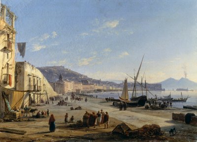 Utsikt over Napoli med Vesuv i bakgrunnen av Anton Sminck Pitloo