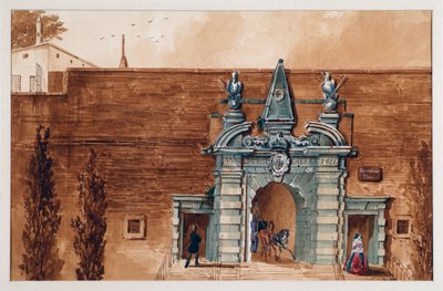 Den gamle Kärntnertor i Wien fra utsiden av Anton Stutzinger