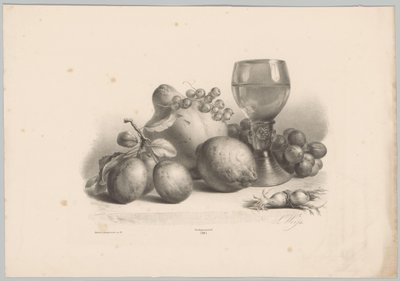Stilleben med glass, plommer, sitron, druer og hasselnøtter Flower and Fruit Studies (...) 10. episode (serietittel) av Anton Weiss