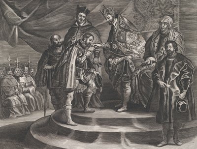 Plate 25: Filip kronet til konge av Spania av sin far, Charles V, fra Guillielmus Becanus