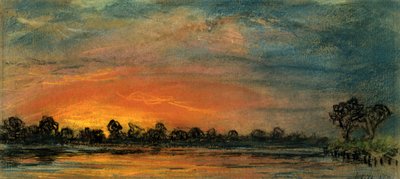 Solnedgang ved Chelsea, London av Frederick (attr. to) Barnard