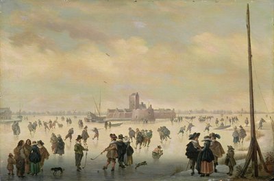 Skøytescene (olje på panel) av Antoni (1594 1641) Verstralen
