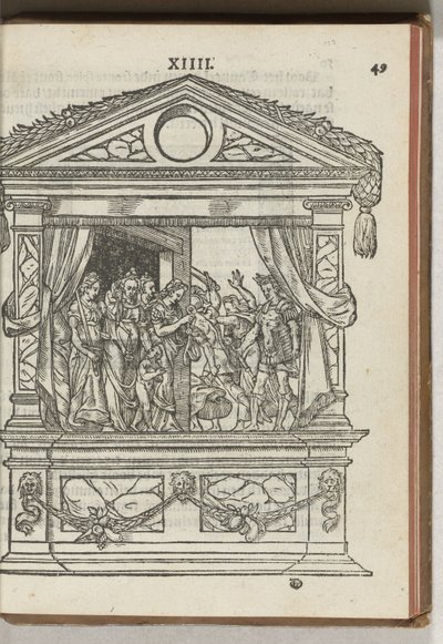 Tredje dekorert stillas med scene: prinsen frigjør dydene fra fangenskap, 1577 av Antoni van Leest