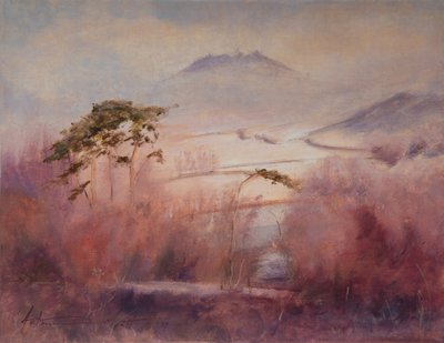 Frozen Valley, Somerset, 2023 (olje på lerret) av Antonia Myatt