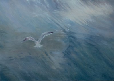 Måken flyr bort, 2012 (olje på lerret) av Antonia Myatt
