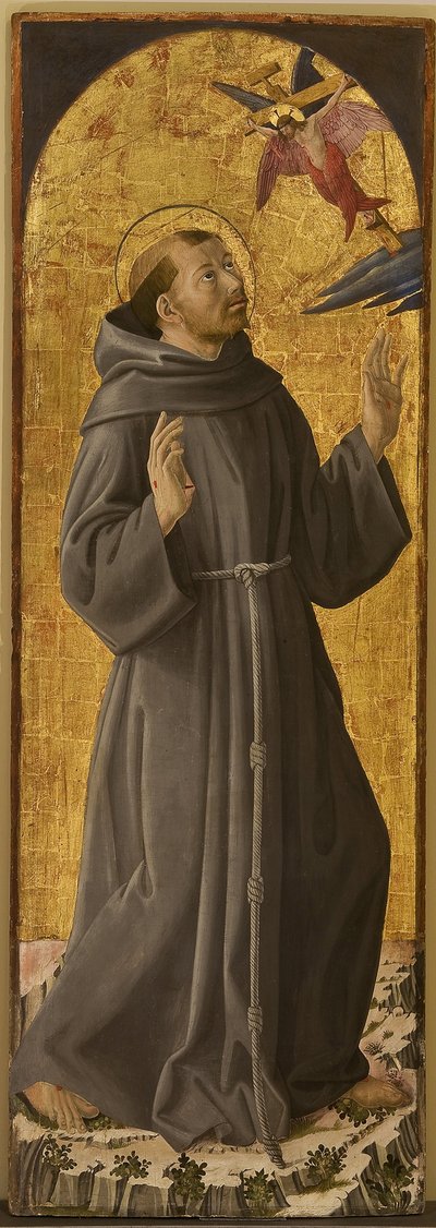 Saint Francois - Saint Francis of Assisi par Romano, Antoniazzo (1430 / 35-1508). Olje på tre, størrelse: 173x61,5,, Civic Museum, Rieti av Antoniazzo Romano