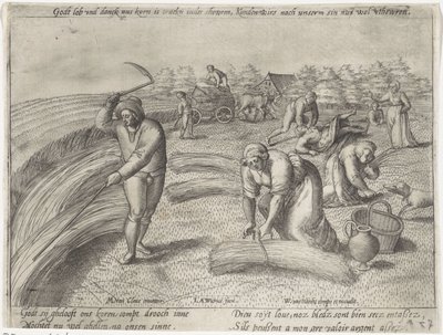 Innhøstingen Dyrking av korn (serietittel) av Antonie Wierix (II) (possibly)