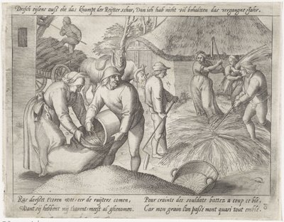 Tresking av kornet Dyrking av korn (serietittel) av Antonie Wierix (II) (possibly)