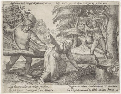 Rydding av skogen Dyrking av korn (serietittel) av Antonie Wierix (II) (possibly)