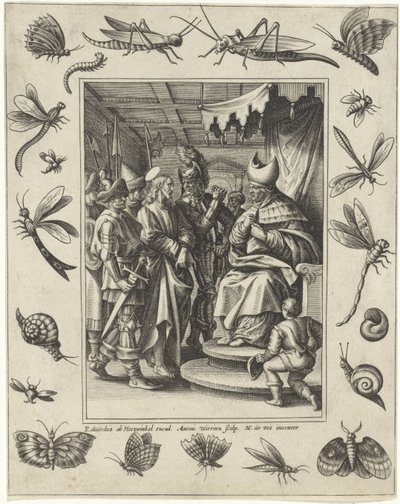 Kristus før Kaifas Passion of Christ (serietittel) av Antonie Wierix (II)