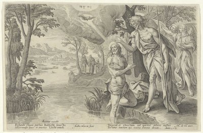 Doop van Christus Biblical Theatre (...) (serietittel) av Antonie Wierix (II)