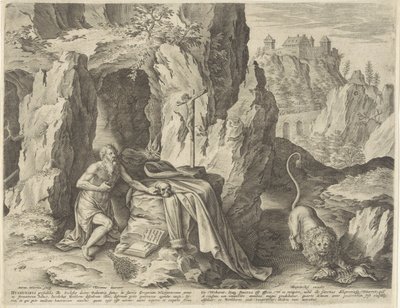Saint Hieronymus som en angrende i ørkenen av Antonie Wierix (II)