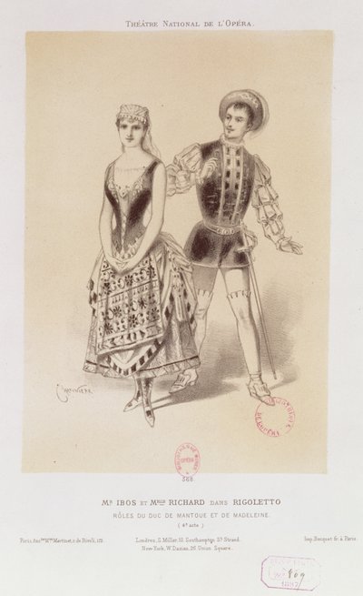 Mr. Ibos og frøken Richard som hertugen av Mantua og Magdalen i Rigoletto av Verdi, 1885 av Antonin Marie Chatiniere