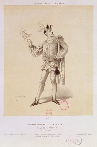 Portrett av Mr. Melchissedec som Rigoletto i Rigoletto av Verdi av Antonin Marie Chatiniere