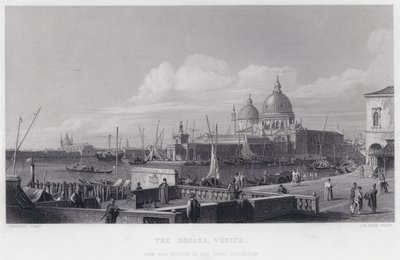 The Dogana, Venezia (gravering) av Antonio (after) Canaletto