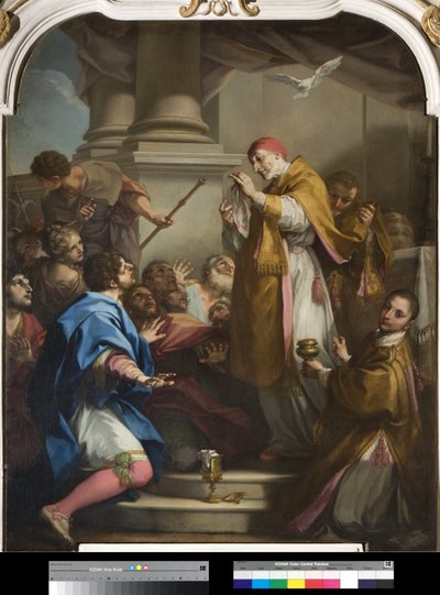 Saint Gregory viser korporalen farget med blod (se også 3498745) av Antonio Balestra