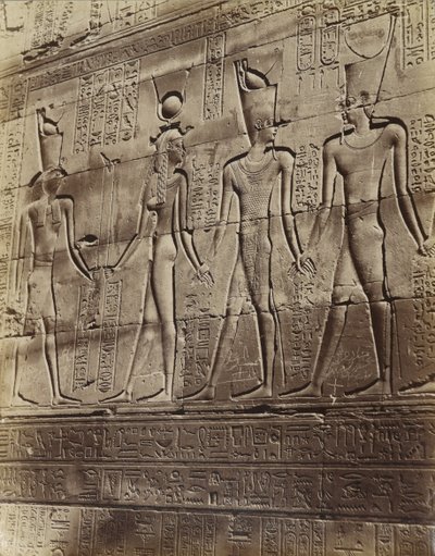 Bas-relieff fra tempelet i Edfu av Antonio Beato