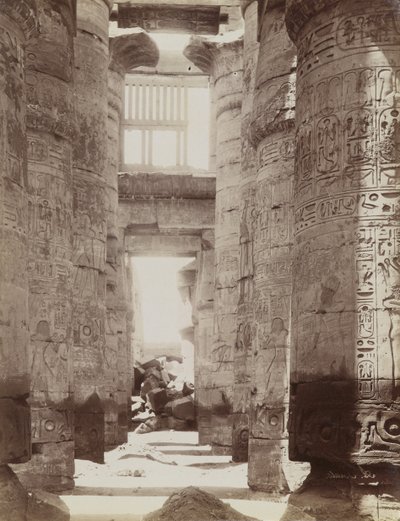Hypostyle Hall i Temple of Karnak, utsikt over Hypostyle Hall av Antonio Beato