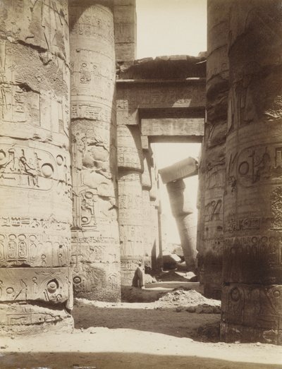 Interiør i Hypostyle Hall, Karnak av Antonio Beato