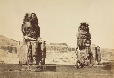 Memnon-kolossene, Theben, ca. 1860-årene. av Antonio Beato
