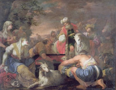Laban søker sine idoler (olje på lerret) av Antonio Bellucci