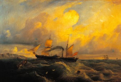Isabell II, den første skruedamperen i den kongelige spanske marinen av Antonio Brugada