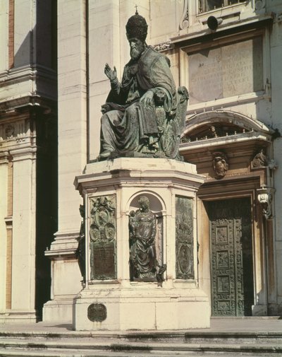 Monument til pave Sixtus V utenfor basilikaen ved Loreto av Antonio Calcagni