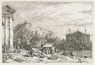 Visninger: A City Beyond a River av Antonio Canaletto
