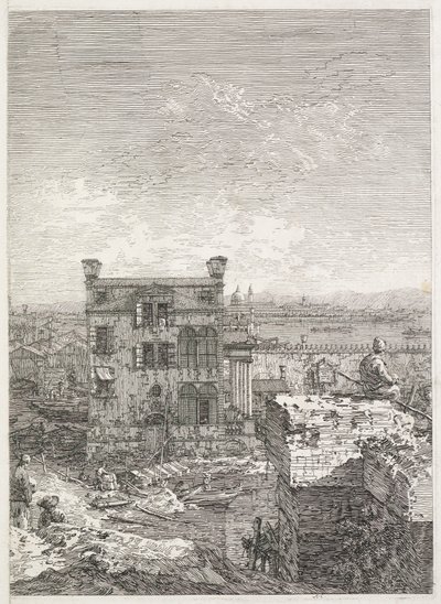 Visninger: Et hus omgitt av seks søyler av Antonio Canaletto
