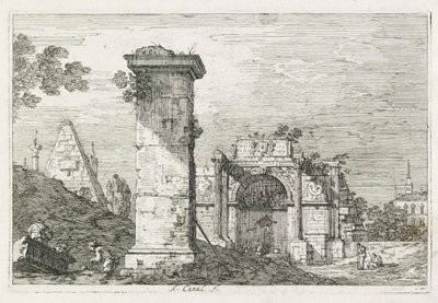 Visninger: Den isolerte søylen av Antonio Canaletto