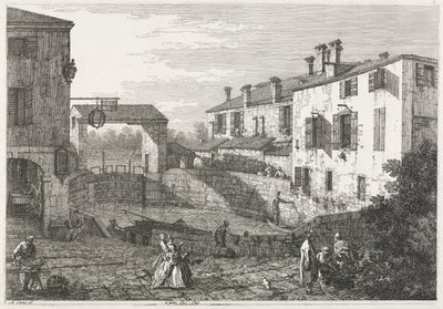 Utsikt: Kanalslusen ved Dolo av Antonio Canaletto