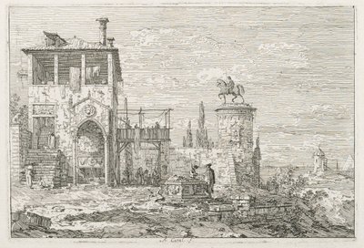 Utsikt: Ryttermonumentet, 1735-1746. av Giovanni Antonio Canal