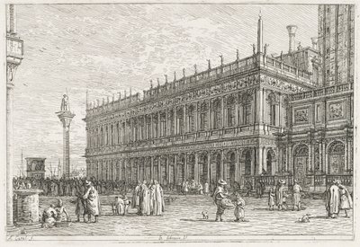 Visninger: Biblioteket, Venezia, 1735-1746. av Giovanni Antonio Canal
