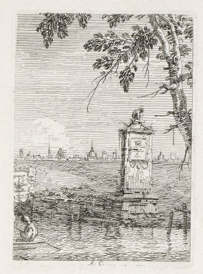 Visninger: Det lille monumentet under et tre, 1735-1746. av Giovanni Antonio Canal