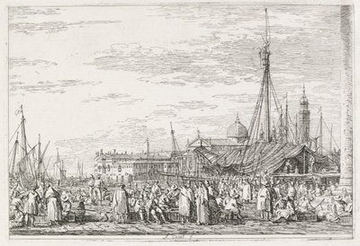 Visninger: Markedet på Molo, 1735-1746. av Giovanni Antonio Canal