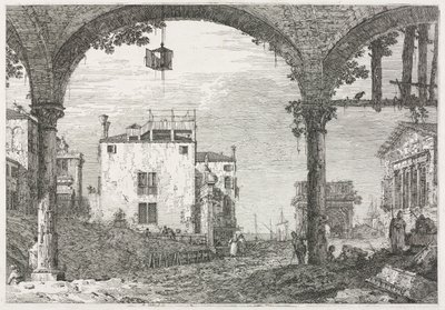 Utsikt: Portikoen med lykten av Antonio Canaletto