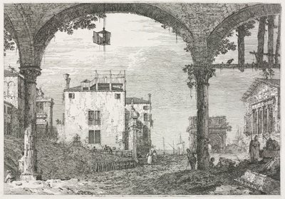 Utsikt: Portikoen med lykten, 1735-1746. av Giovanni Antonio Canal