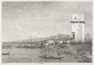 Utsikt: Tårnet i Malghera, 1735-1746. av Giovanni Antonio Canal