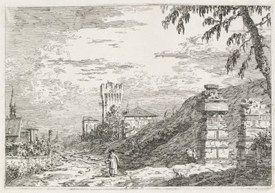Visninger: To ødelagte søyler, 1735-1746. av Giovanni Antonio Canal