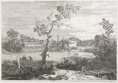 Utsikt: Utsikt over Burano, en by på en øy i den venetianske lagunen av Antonio Canaletto