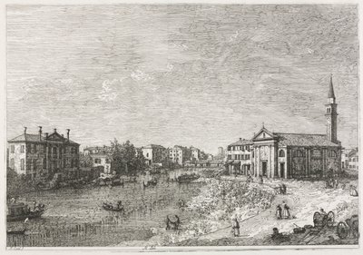Utsikt: Utsikt over Dolo, en by ved Brenta, vest for Venezia av Antonio Canaletto