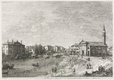 Utsikt: Utsikt over Dolo, en by ved Brenta, vest for Venezia, 1735-1746. av Giovanni Antonio Canal