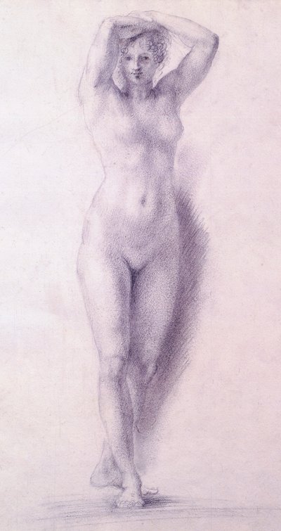 Kvinnefigur med armer hevet av Antonio Canova (1757-1822), tegning av Antonio Canova