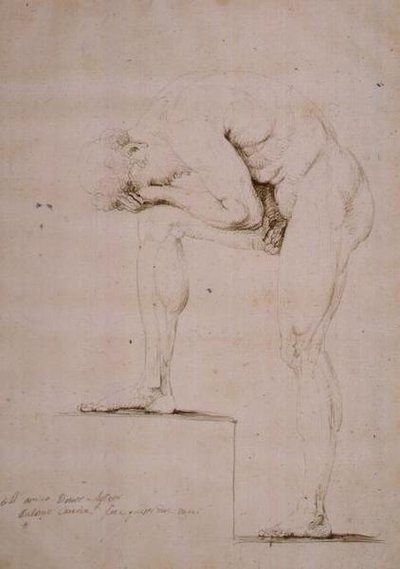 Naken mann gråter (blyant på papir) av Antonio Canova