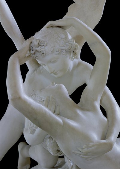 Psyche gjenopplivet av Kiss of Cupid-marmordetaljene fra 123192 av Antonio Canova