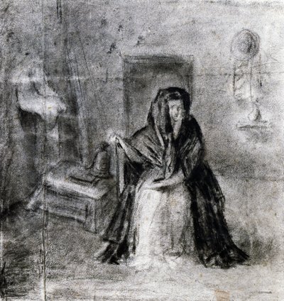 Sittende kvinne, av Antonio Canova (1757-1822), tegning av Antonio Canova