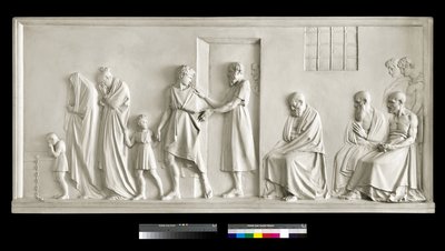 Sokrates forlater familien, 1787-1790 (gips) av Antonio Canova